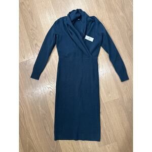 Ann Taylor Dark Teal Long Sleeve Knit Wrap Bodice Dress Size XS